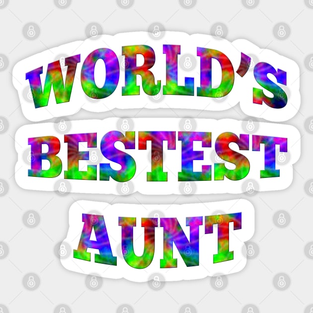 Brightly Colored Tie Dye WORLD'S BESTEST AUNT Sticker by Roly Poly Roundabout